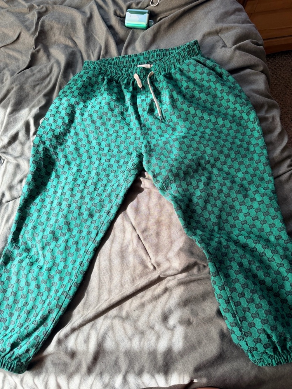 Gucci Teal Green Monogram Track Pants